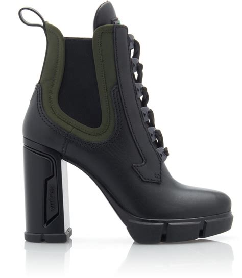 prada leather and neoprene ankle boots|Prada genuine leather boots.